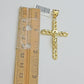 Real 10k Yellow Gold Cross charm Hollow Jesus Pendant 2.2 Inch For Mens 10KT /AS