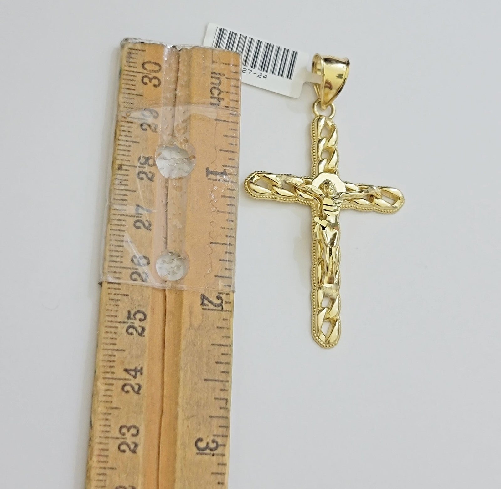 Real 10k Yellow Gold Cross charm Hollow Jesus Pendant 2.2 Inch For Mens 10KT /AS
