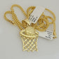 Real 10k Gold Chain Pendant Set Franco Necklace Basketball Charm 2.5mm 18"-24"