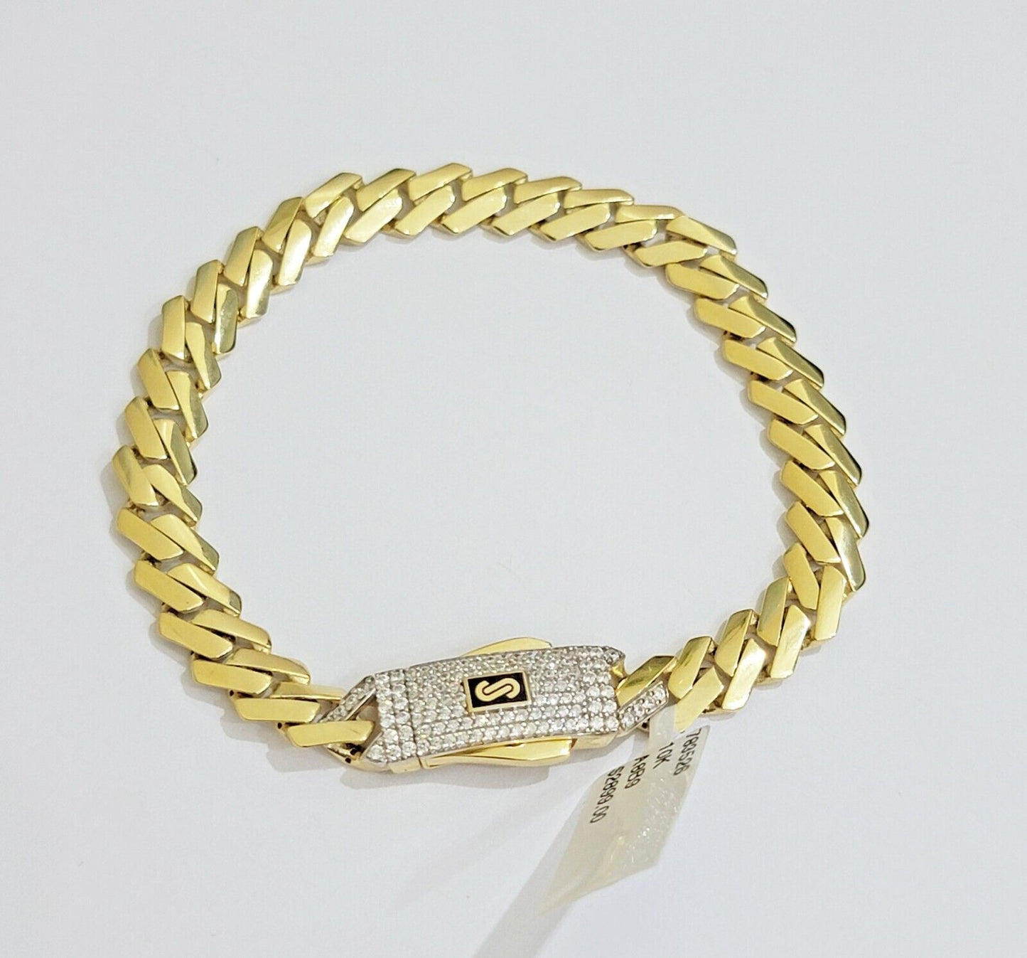 10k Yellow Gold Bracelet Ladies 7.25 Inch Royal Monaco Cuban Link 7mm For Women