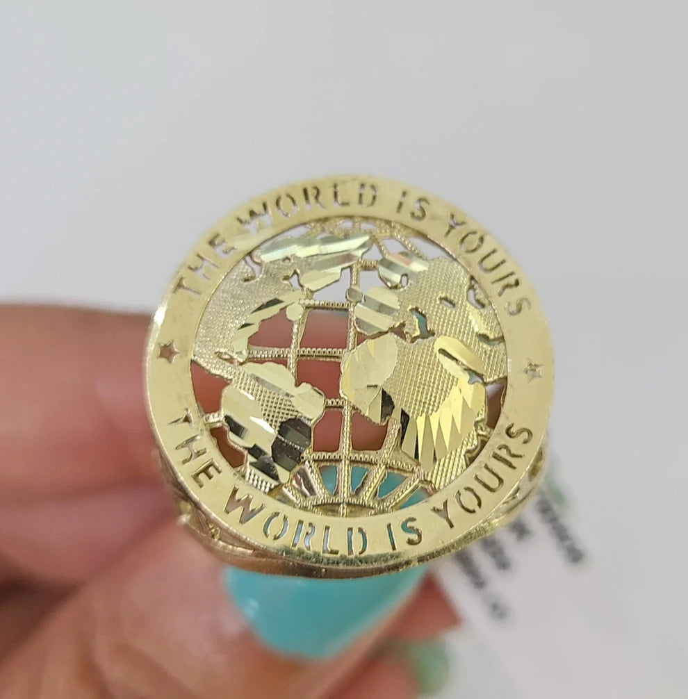 10k Yellow Gold World is Yours Ring Casual Band Genuine Brand New