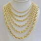 Real 10k Gold Rope Chain Necklace 18-30 Inch 3mm To 10mm Diamond Cut 10KT Yellow