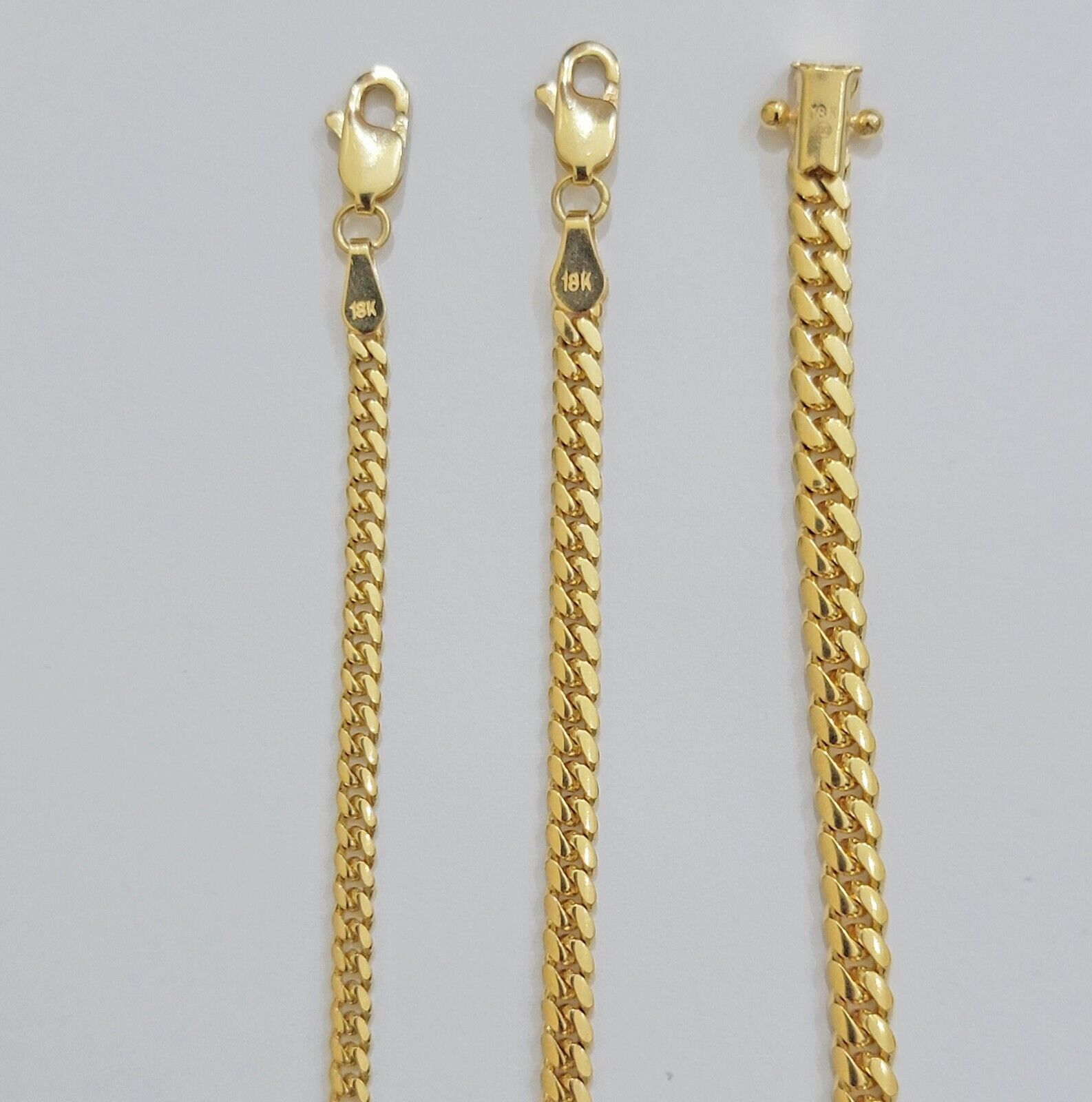Solid 18k Gold Chain Necklace Miami Cuban Link 18