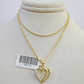 10K Solid Franco Chain Heart Pendant Charm Necklace 16"-22" 1mm Gold Ladies