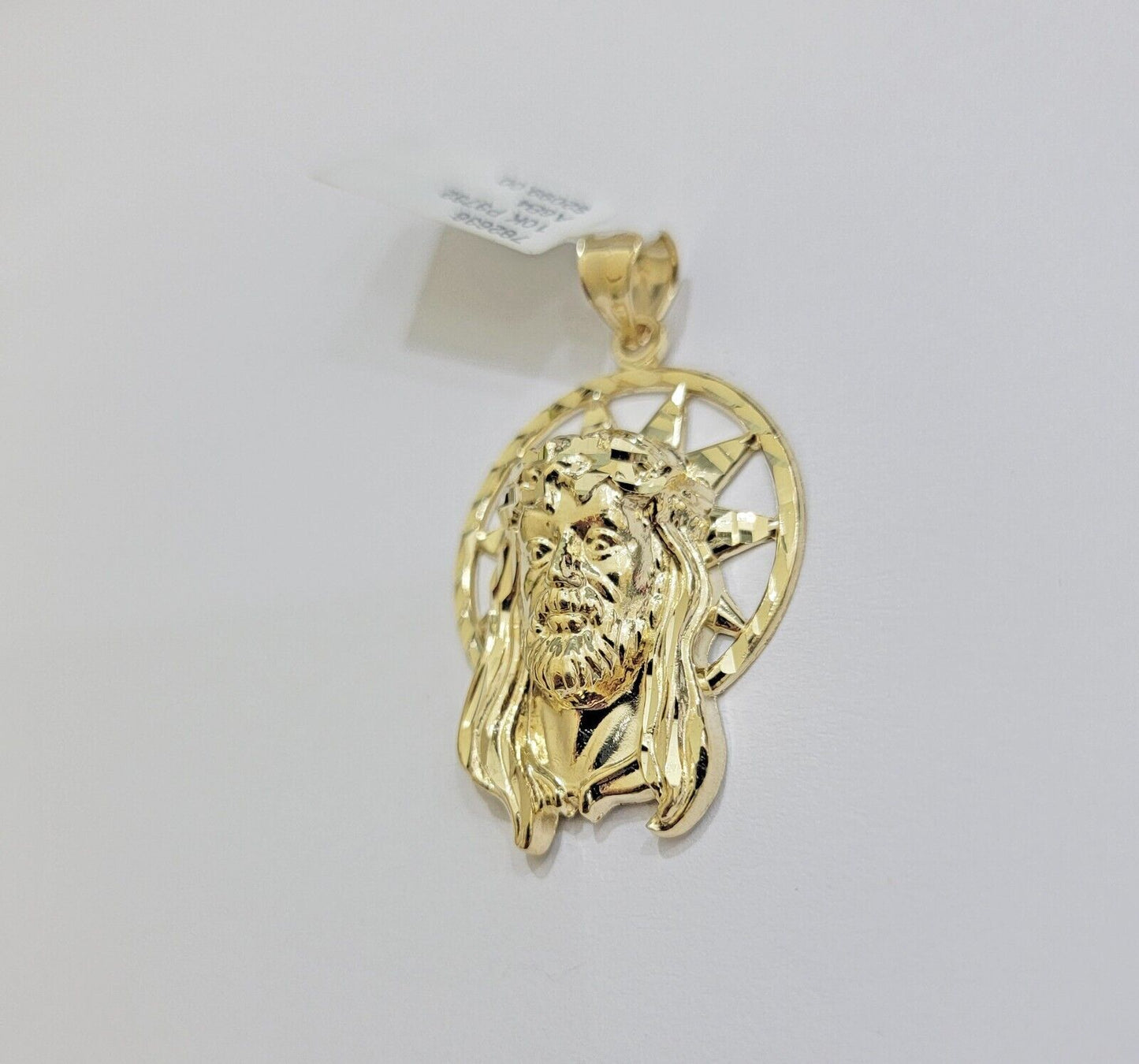 Real 10k Gold Charm Pendant Jesus Head 10kt Yellow Gold Genuine for Men's