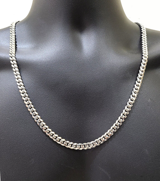 Real 10k Solid White Gold Necklace Miami Cuban Chain 7mm 26" inch 10kt Unisex