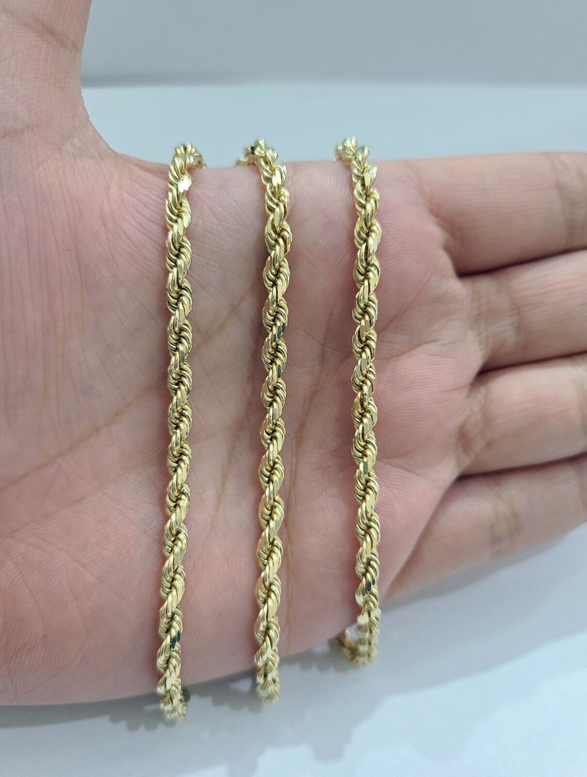 Real 10k Yellow Gold Chain Necklace Rope Chain 4mm 18 inch Solid 10kt Men Women