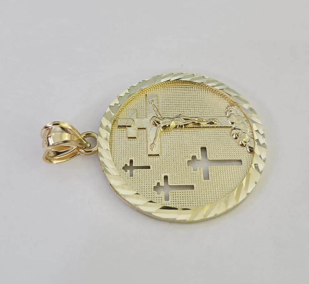 10k Jesus Crucifix Charm Pendant Medallion Religious REAL 10Kt Yellow Gold Real