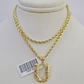 10k Gold Initial U Charm Rope Chain 16"-26" 2.5mm SET Necklace Alphabet Pendant
