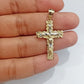 Real 14k Yellow Gold Jesus Crucifix Nugget Cross Charm Pendant 1.5" inch