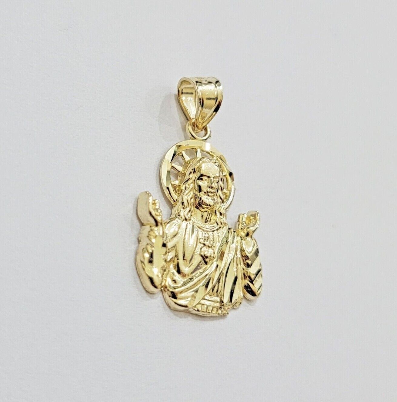 Real 10k Yellow Gold Rope Chain Charm Jesus Head Pendant SET 3mm Necklace