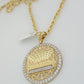 Real 10k Gold Rope chain Last supper Charm Pendant SET Solid Necklace 4mm 22Inch