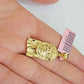 Real 14k Yellow Gold Charm Pendant Jesus Head 14 KT For Men Women, Diamond Cuts