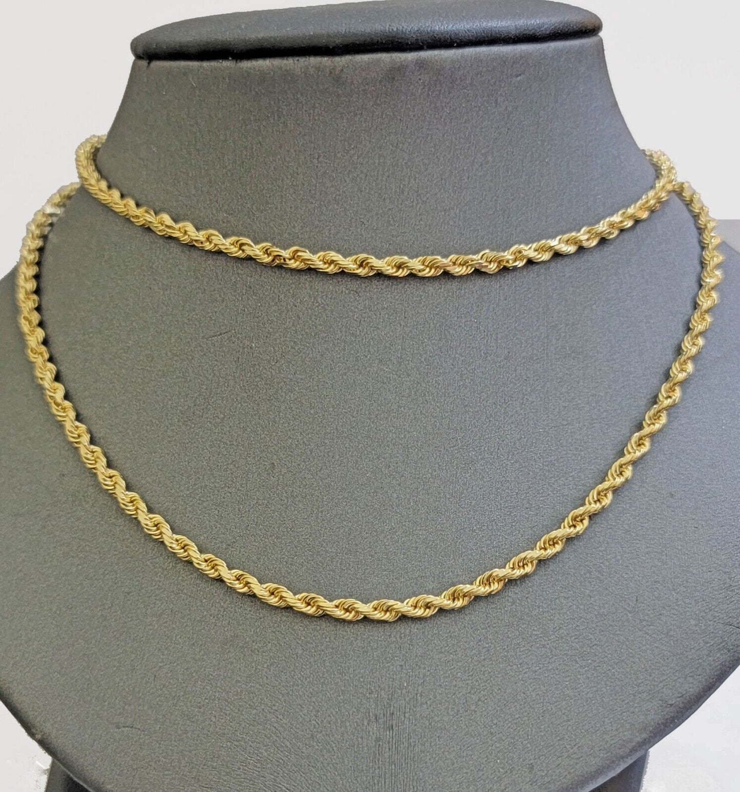 Solid 18k Yellow Gold Necklace Rope Chain 3mm 26'' Inch Real 18kt Mens 18kt SALE