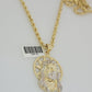 Real 10k Gold Chain Pendant SET Jesus Head Charm Solid Rope Necklace 4mm 24 Inch