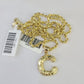 10k Gold Initial C Charm Rope Chain 16"-26" 2.5mm SET Necklace Alphabet Pendant