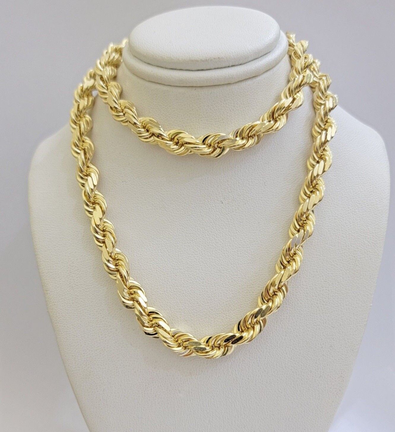 SOLID 14k Yellow Gold Rope Chain Necklace 26 Inch 8mm Diamond cut REAL 14KT Mens