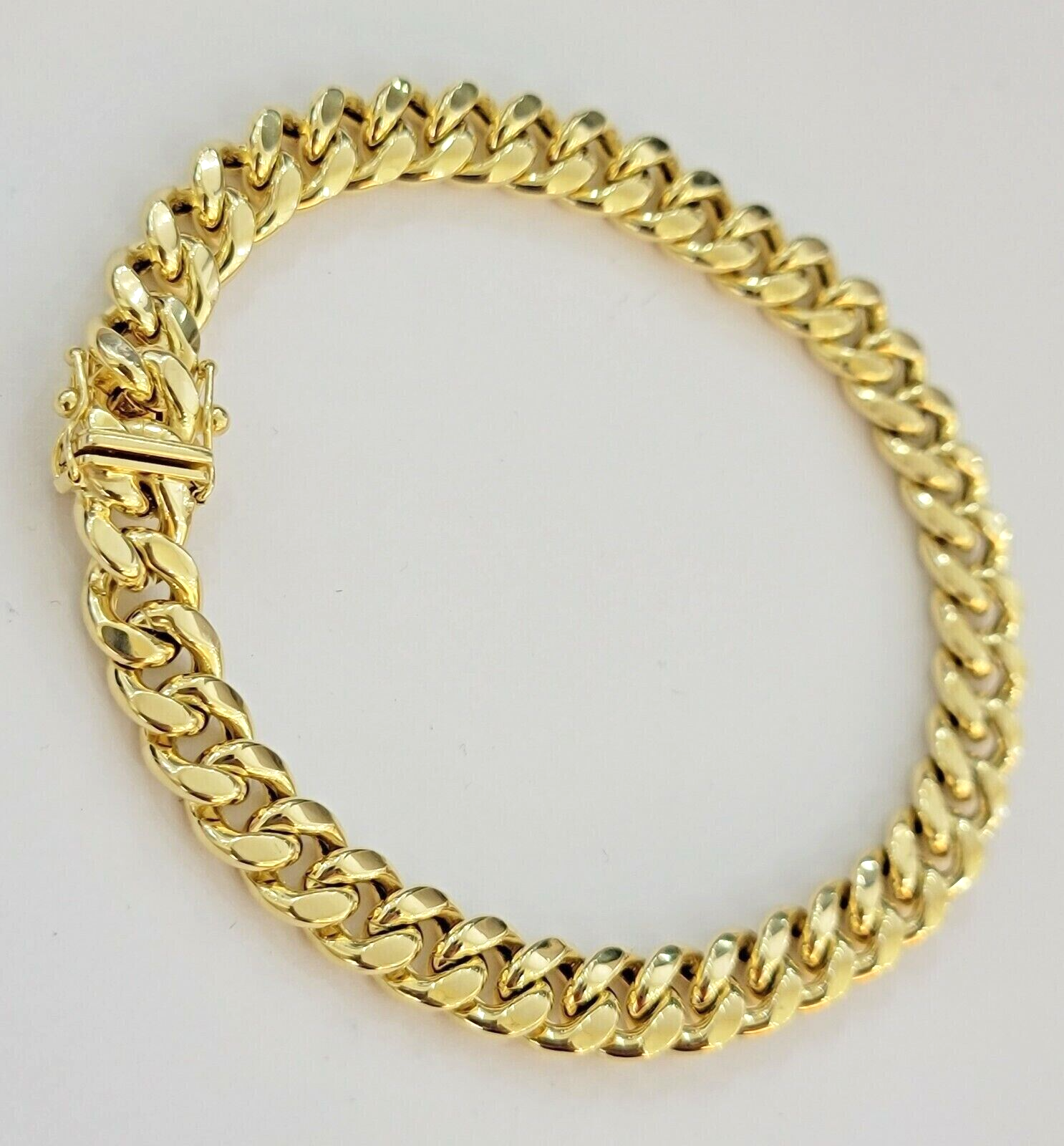 Real 14k Yellow Gold Bracelet 8 Inch Miami Cuban Link 8mm Mens 14kt Box Lock