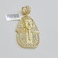 Real 10k Yellow Gold Pharaoh Head Charm Pendant 2.5"  10kt With Stones for Men's