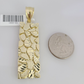 Real 10k Yellow Gold chain & Nugget Charm Pendant SET Necklace 3mm Byzantine 28"
