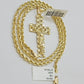 Real 10k Gold Rope Chain Cross SET 3mm 18-30" Inch Necklace Jesus Charm Pendant