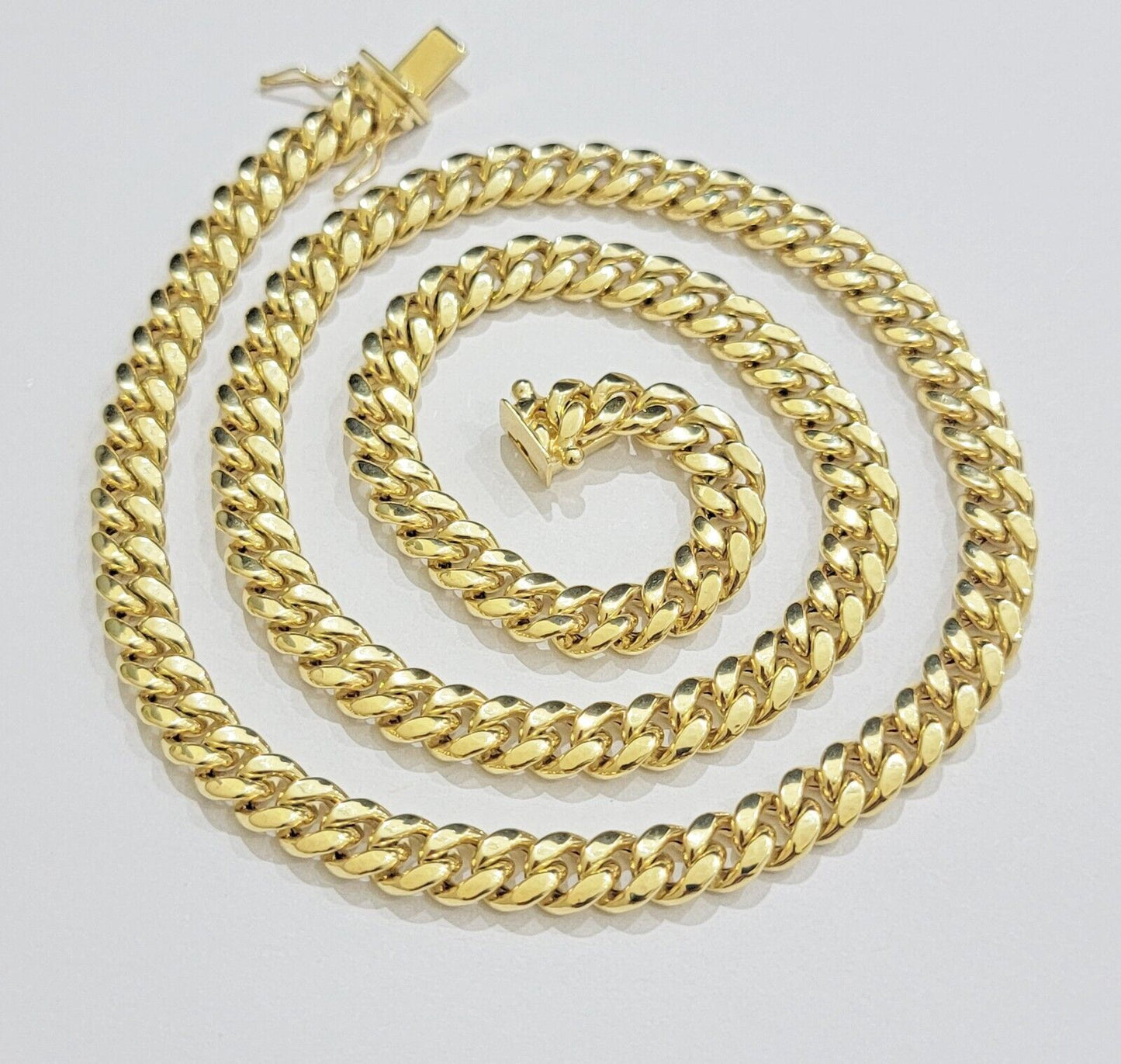 Real 10k Gold Chain Necklace Miami Cuban Link 7mm 18" - 30 Inch Mens 10kt Yellow