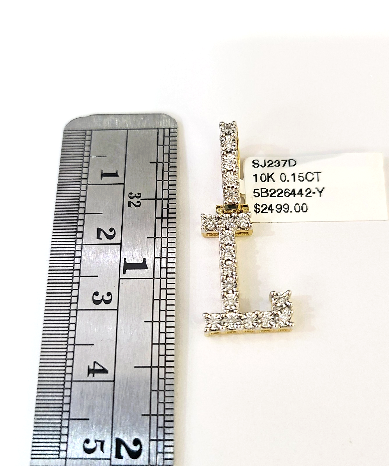 10k Rope Chain L Diamond Initial Charm Necklace Pendant Set 2mm 18"-24" Gold