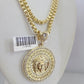 Real 10k Gold Chain Charm SET Byzantine Necklace 3mm 22" & CZ Head Pendant 10kt