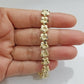 Real 10K Yellow Gold 9mm Flower Bracelet 8" inch 10kt Lobster lock