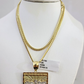 10K Solid Gold Miami Cuban Chain SET Last Supper Pendant Charm 18"-26" 2.5mm