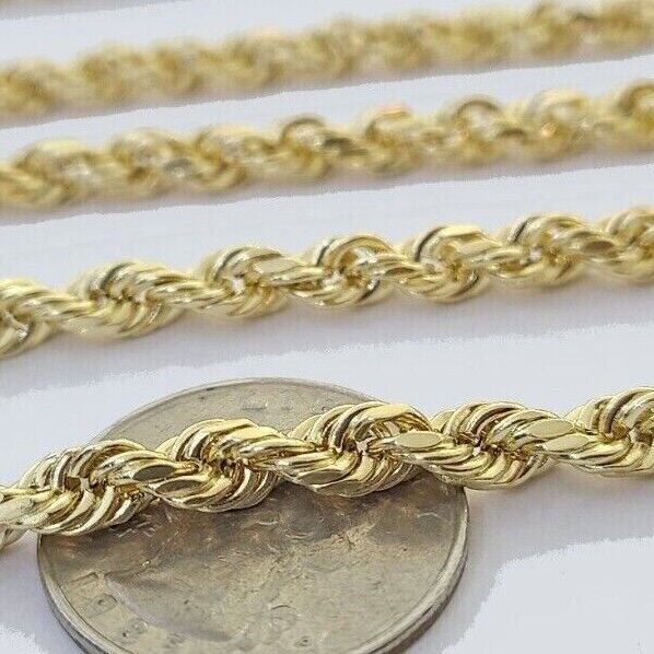 Real 14K Yellow Gold Rope Chain 2.5-5mm Necklace 18-26 Inches Lobster Lock SALE