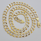 Real 10k Yellow Gold Chain Curb Link Necklace 10mm 28 Inch Diamond Cut Two-tone