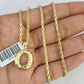 10k Gold Initial O Charm Rope Chain 16"-26" 2.5mm SET Necklace Alphabet Pendant