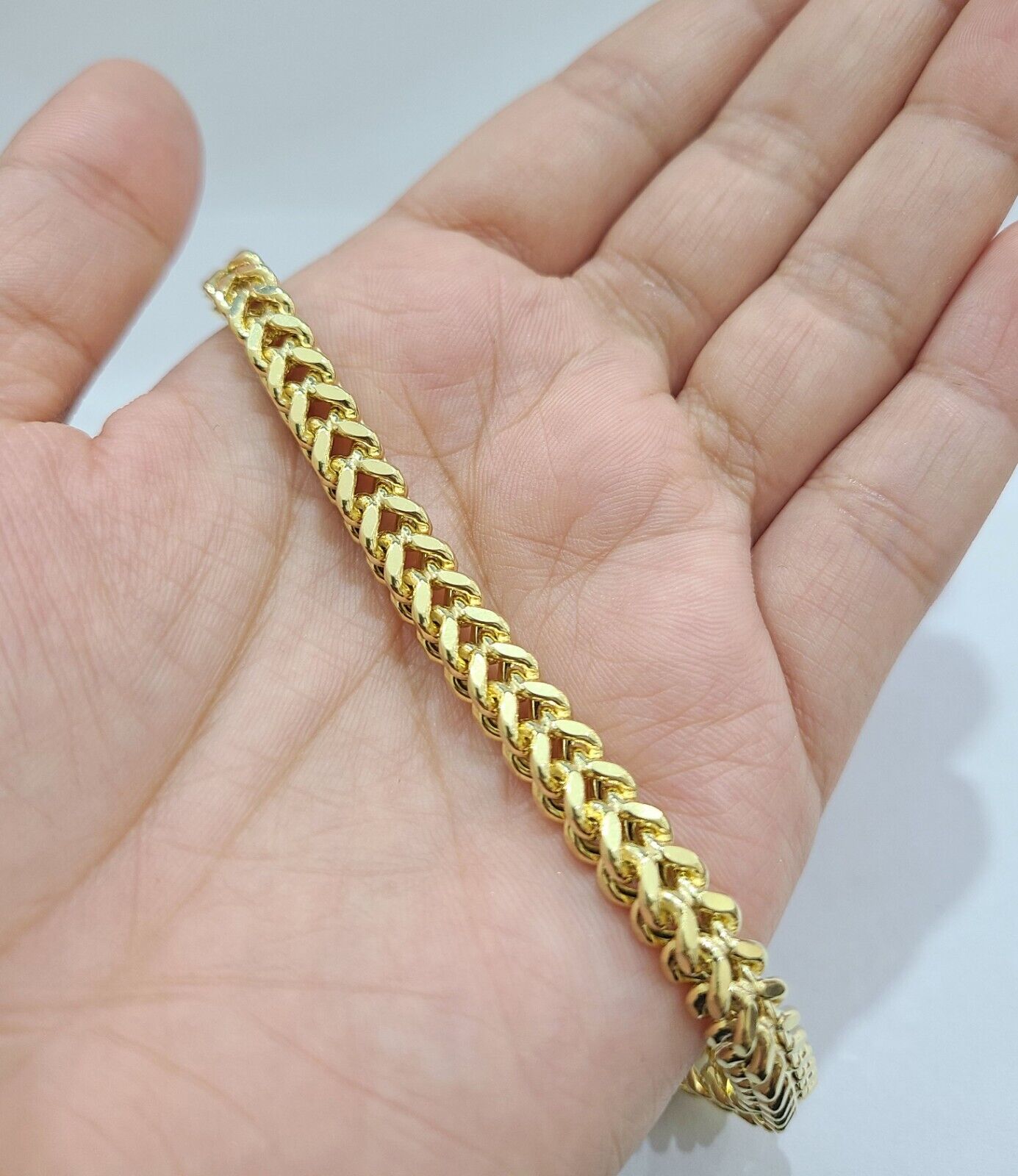 Real 10k Yellow Gold Bracelet 6mm Franco Style 8.5 inch 10kt Strong For Mens