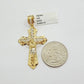 Real 14k Yellow Gold Cross Charm Pendant 14kt Jesus Crucifix With Stone For Mens