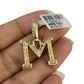 10K Gold Miami Cuban Chain M Diamond Initial 18"-24" 2mm Pendant Necklace SET