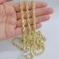 10k Yellow Gold Rope Chain Necklace 6mm 18-28 Inch Diamond Cuts Men's 10ktend