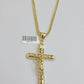 REAL 10k Yellow Gold Franco Necklace Cross Pendant Chain 24 Inch &Jesus Crucifix