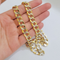 Real 10k Yellow Gold Chain Curb Link Necklace 10mm 28 Inch Diamond Cut Two-tone