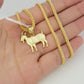 Real 10k Gold Chain Pendant SET Franco Necklace GOAT Charm 2.5mm 18"-24 Inch