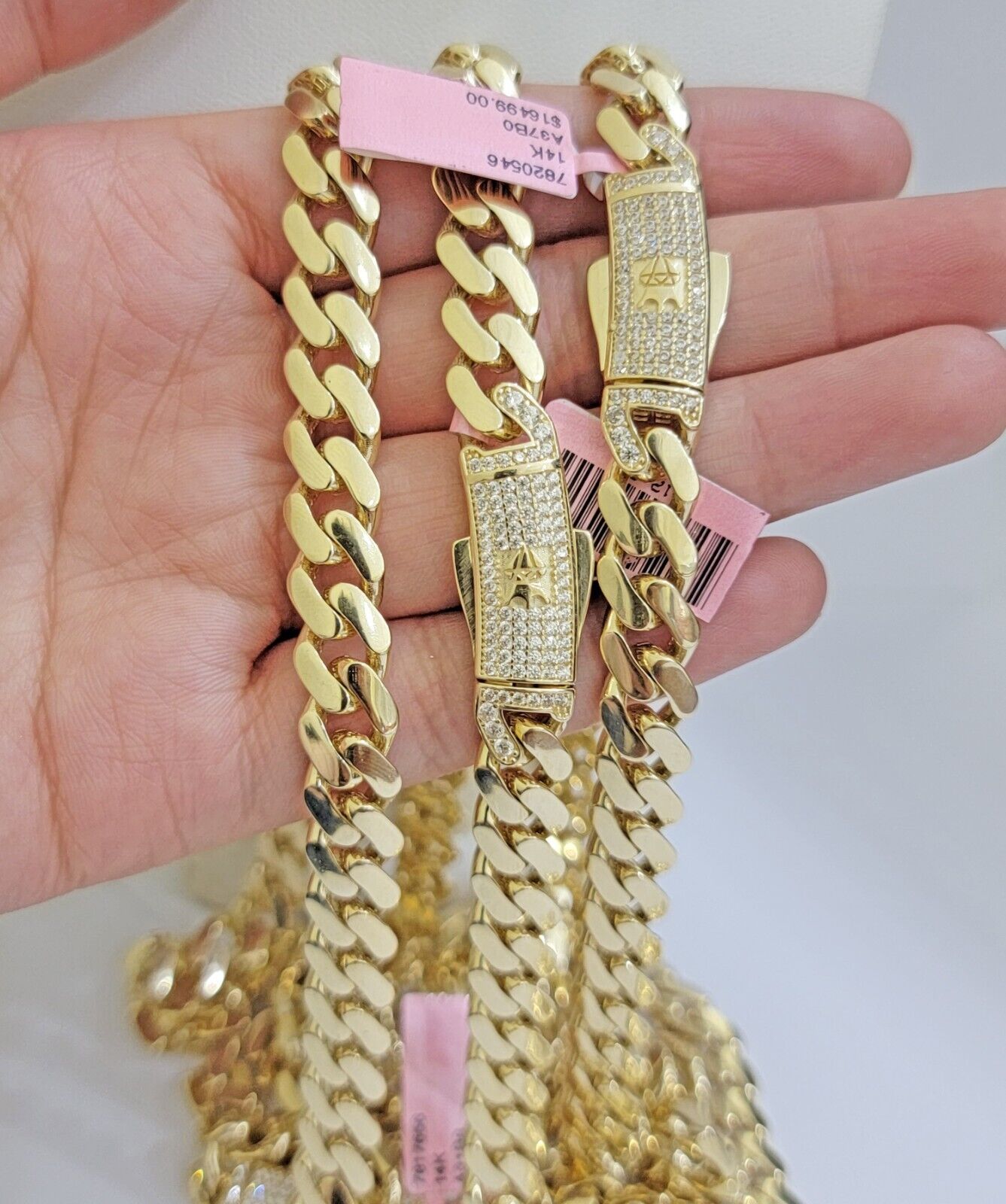 9mm Miami Cuban Royal Link Chain Necklace Box Clasp Real 14K Yellow Go