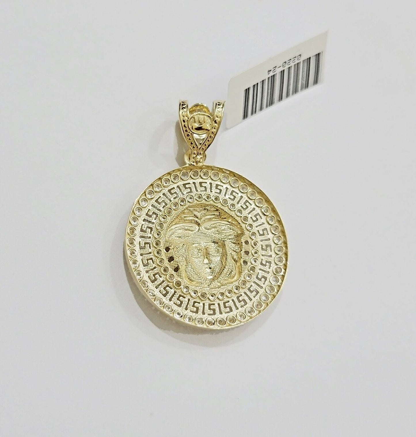 Real 10k Yellow Gold Charm Pendant Medusa Head 1.5" With Stones 10kt for Chain