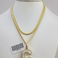 10K Solid Gold Miami Cuban Chain SET Diamond C Initial Charm 18"-26" 2.5mm