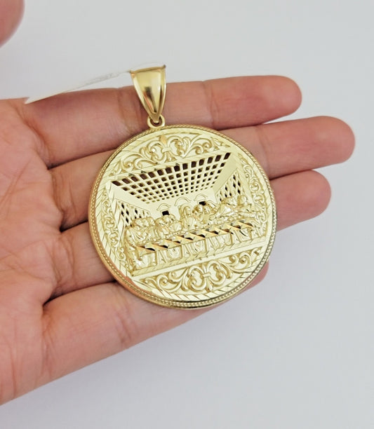 Real 10k Yellow Gold charm Pendant Last supper 2.25 Inch For Men's 10KT / CAL