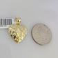 Real 10k Gold Chain Pendant SET Nugget Heart Charm Miami Cuban Link Necklace 2mm