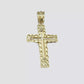 Real 10k Gold Cross Charm pendant Necklace SET 5mm Miami Cuban Link chain 18-28"