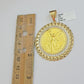 Real 10k Yellow Gold Pendant Copy Coin charm 50 pesos 2.25 Inch, Men's 10KT / A1