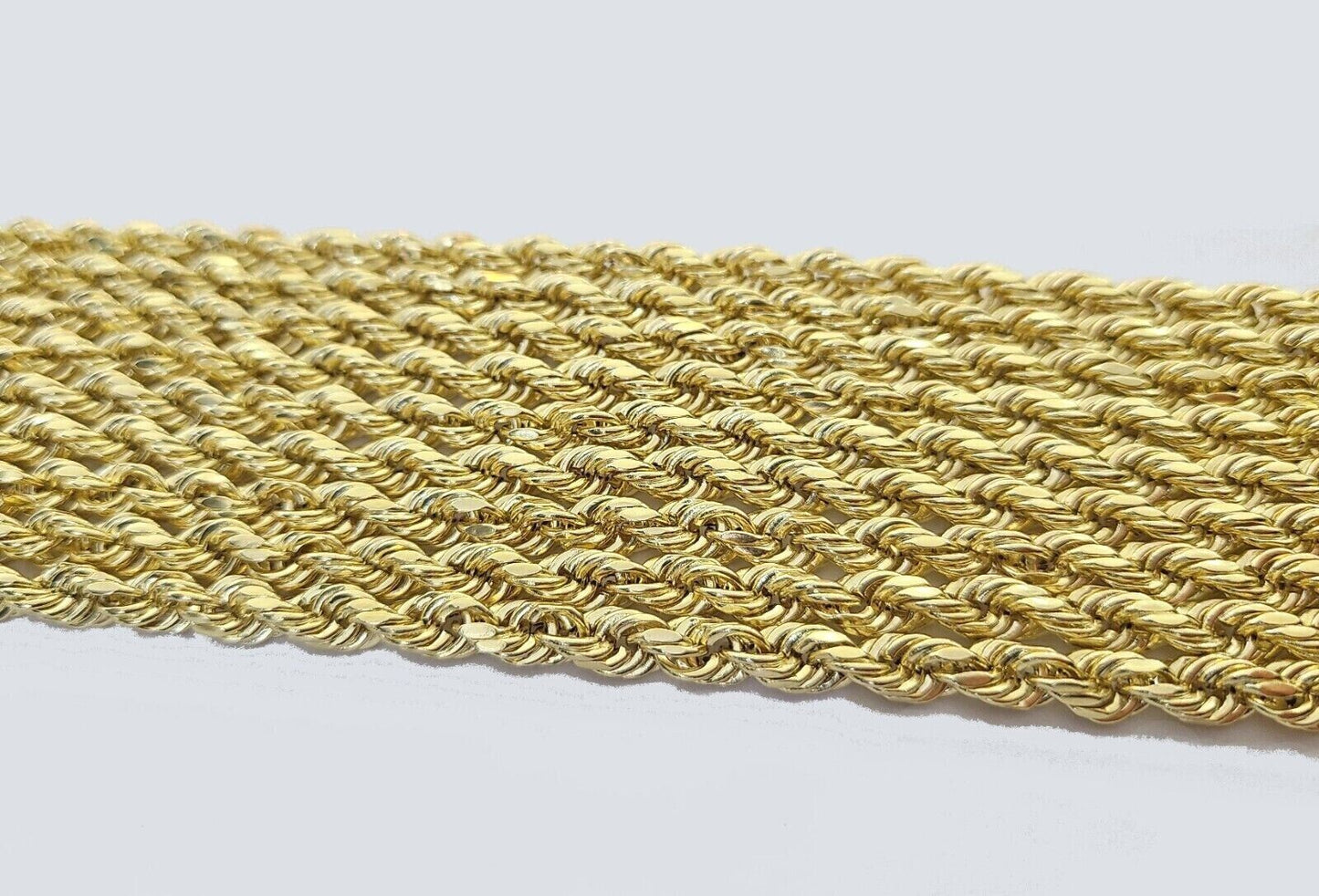 Real 14k Yellow Gold Rope Chain Necklace 4mm 18-30 Inch Diamond Cut 14kt SALE