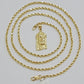 REAL 10k Gold Pendant & Solid Rope Chain Necklace 18" - 24 Inch Jesus Face Charm