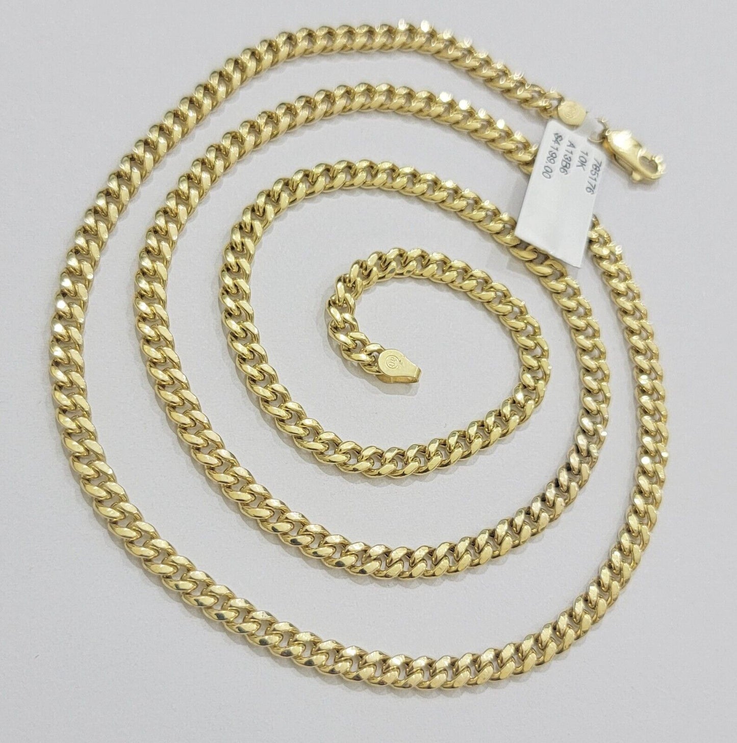 Real 10K Yellow Gold Chain Necklace Miami Cuban Link Chain 4.5mm 18" - 26'' Inch